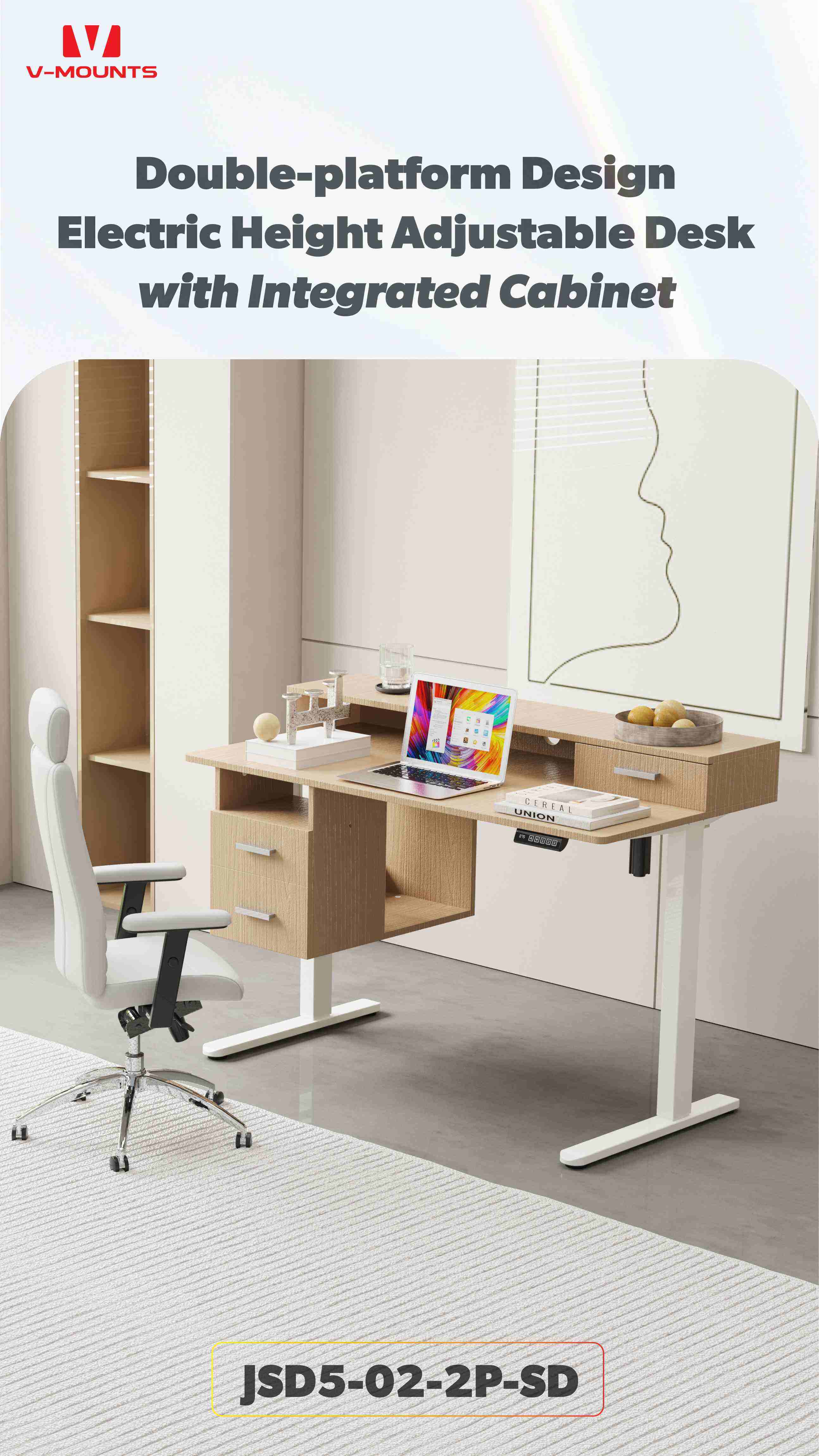 V-MOUNTS Scrivanie Elettriche da Seduti a in Piedi JSD5-02-2P-SD