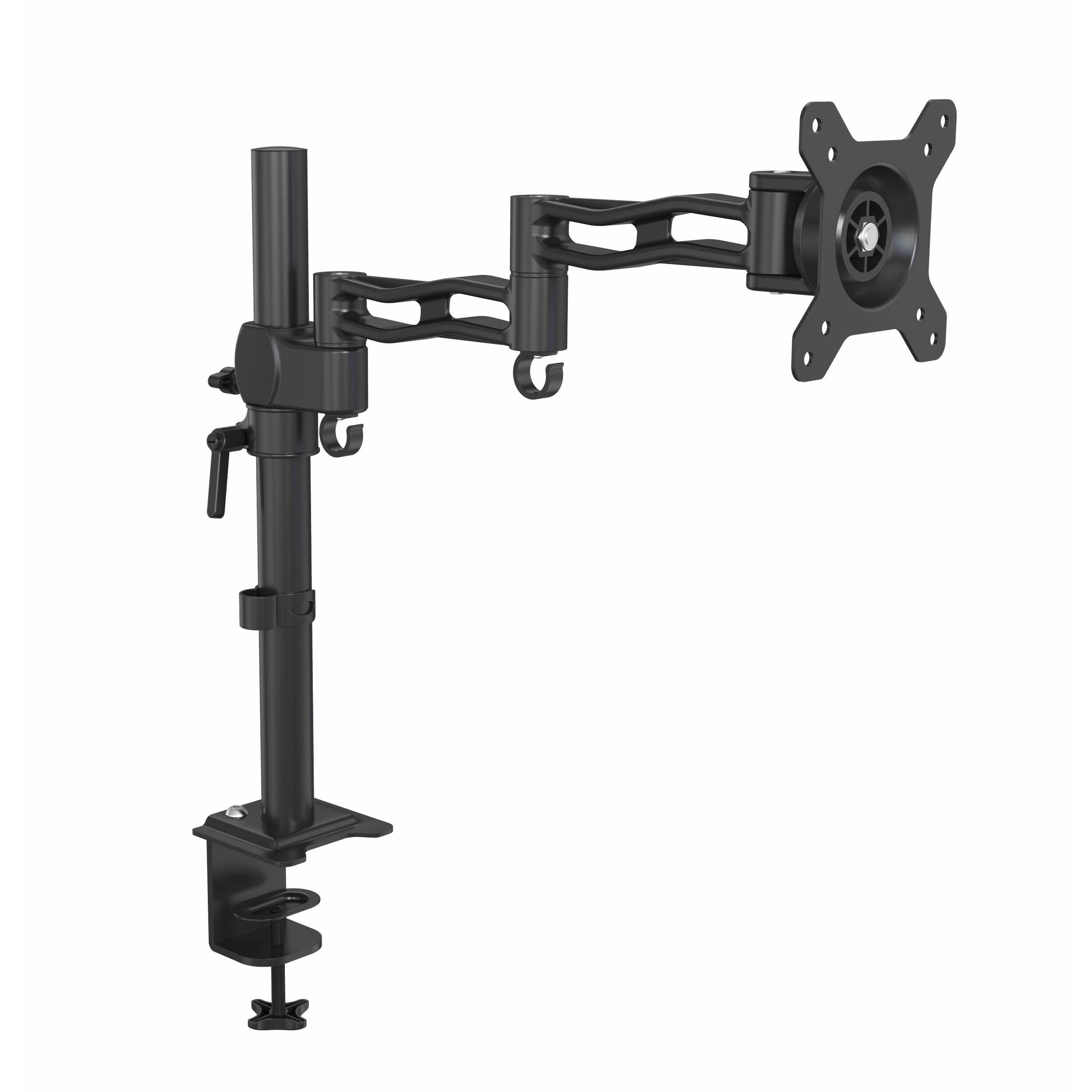 13-27インチ対応 シングルモニターフルモーションスイベルデスクマウントアーム C型クランプ＆グロメット付き - V-MOUNTS VM-D07Y