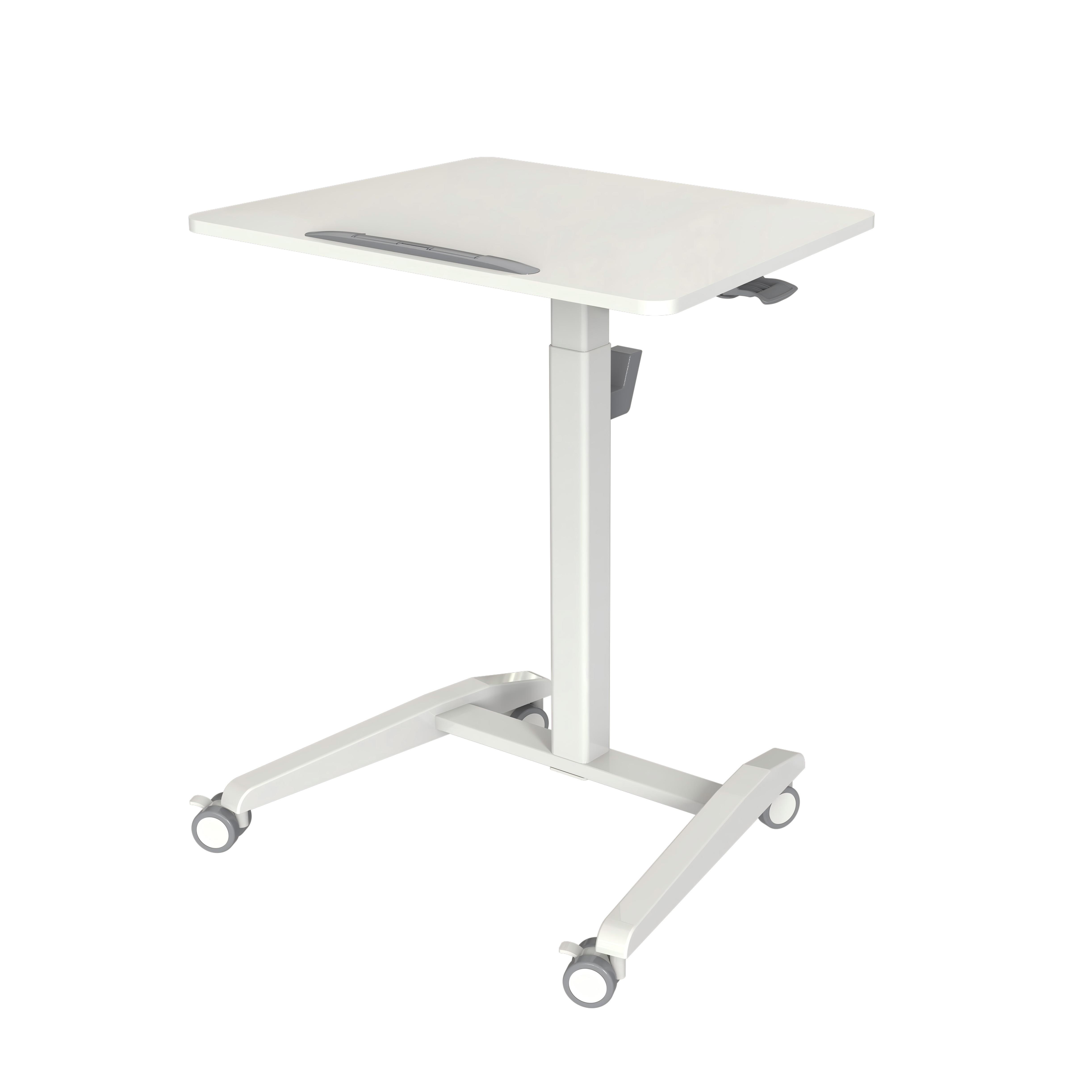 Mobile Standing Desk with Tildesk Desktop, Privacy Barrier & Gas Spring – V-MOUNTS VM-FA104