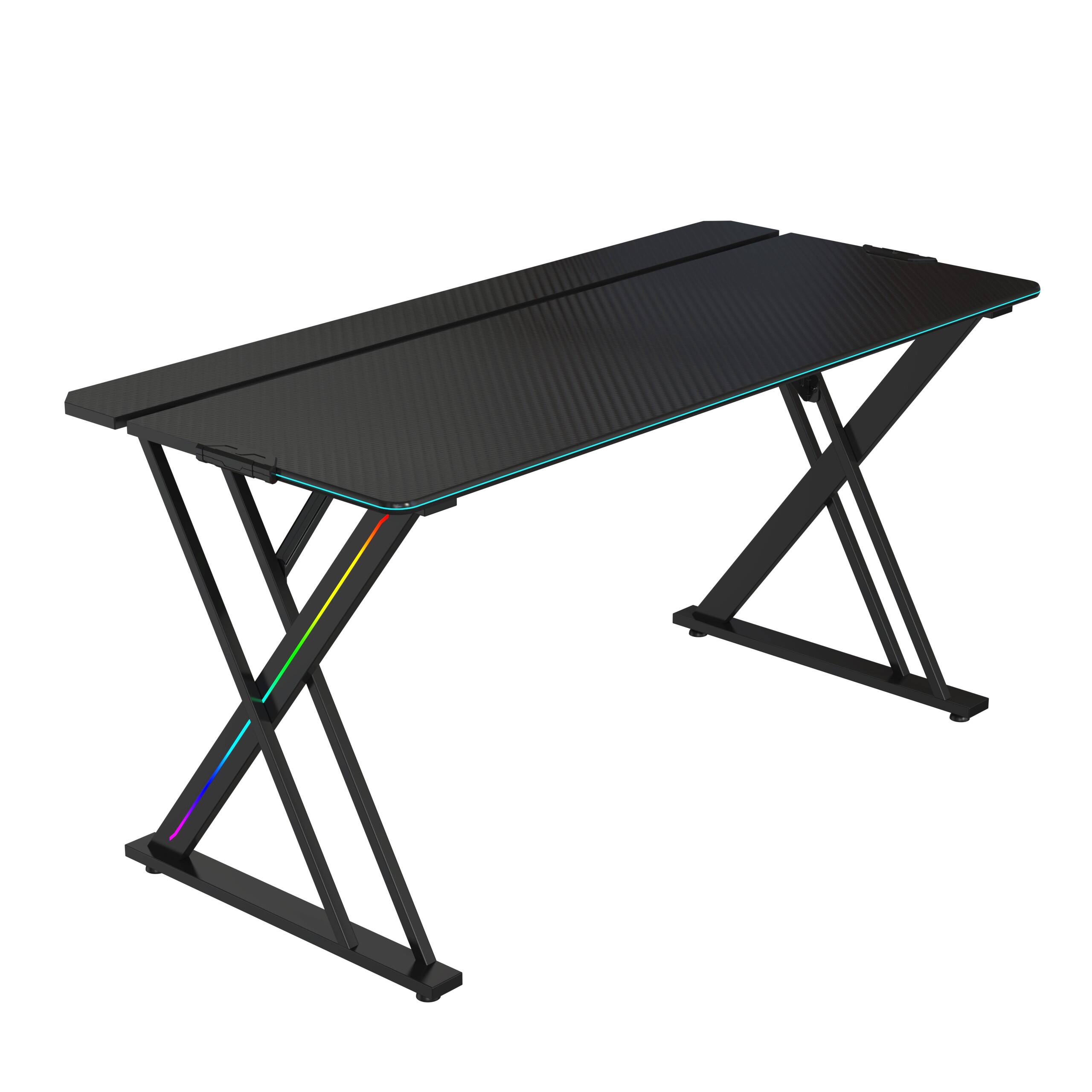 59-Inch Gaming Desk with RGB Lighting & Mouse Pad – V-MOUNTS VM-GT04-D