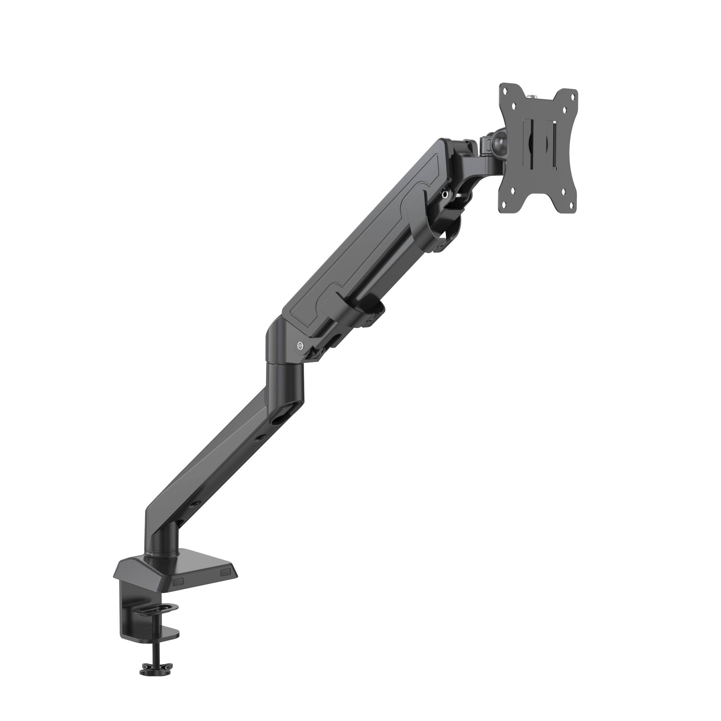 Verstellbarer Aluminium-Monitorarm mit Drehgelenk und Einzel-VESA-Befestigung – V-MOUNTS VM-GE51Y