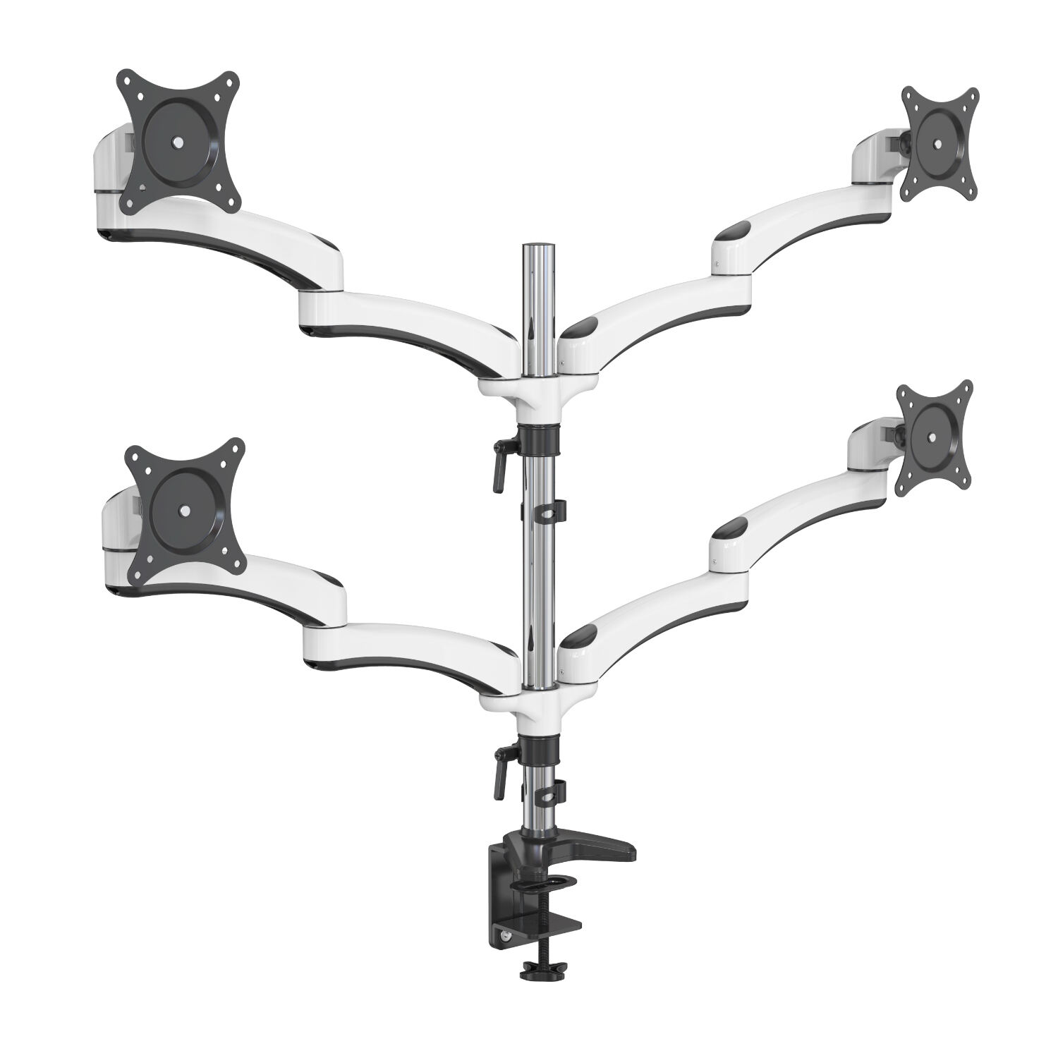 Ergonomic Quad Monitor Desk Mount with Hidden Cable Management – V-MOUNTS VM-FE148D