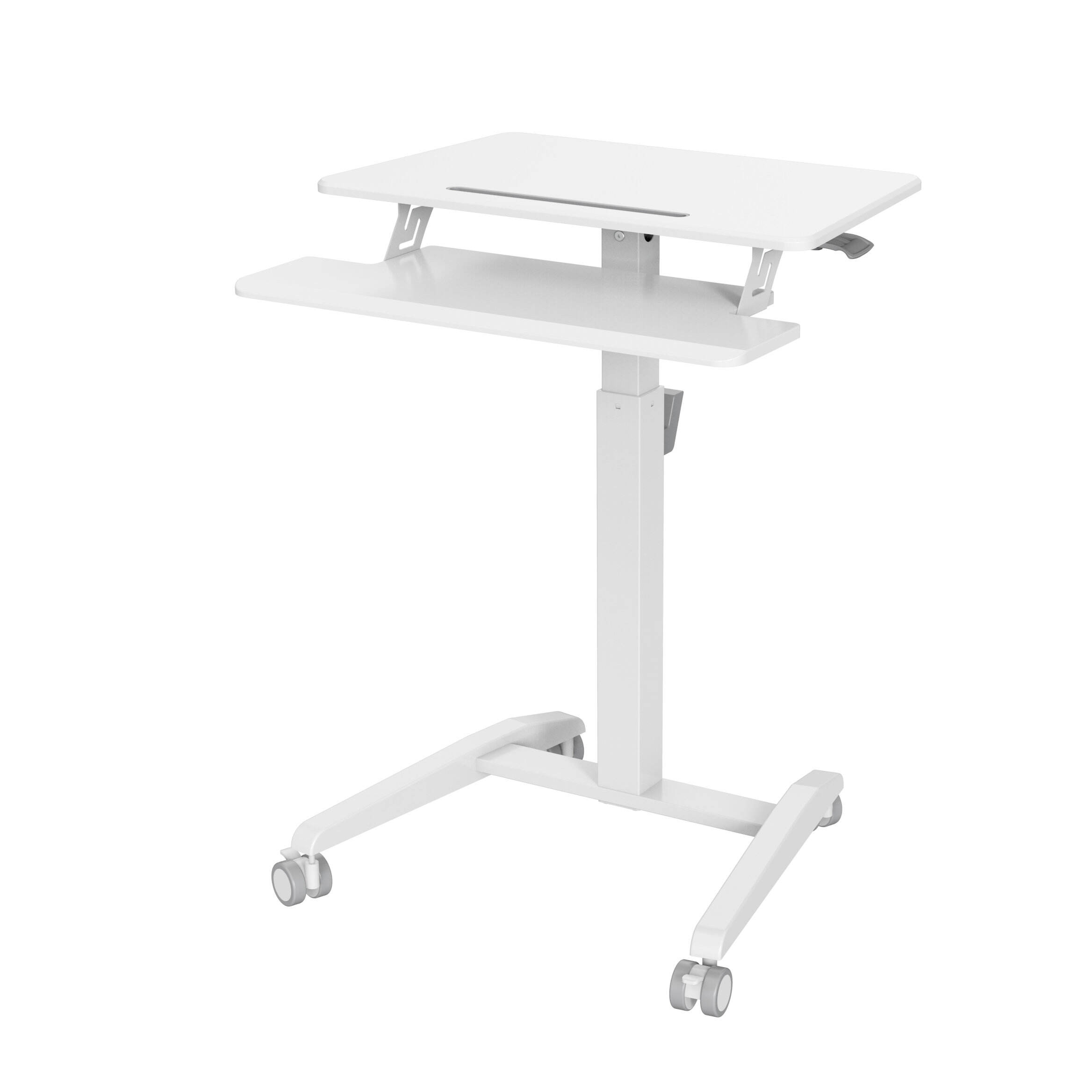 Pneumatisch höhenverstellbarer mobiler Laptop-Tisch mit Tastaturablage und Haken – VM-FDS112C