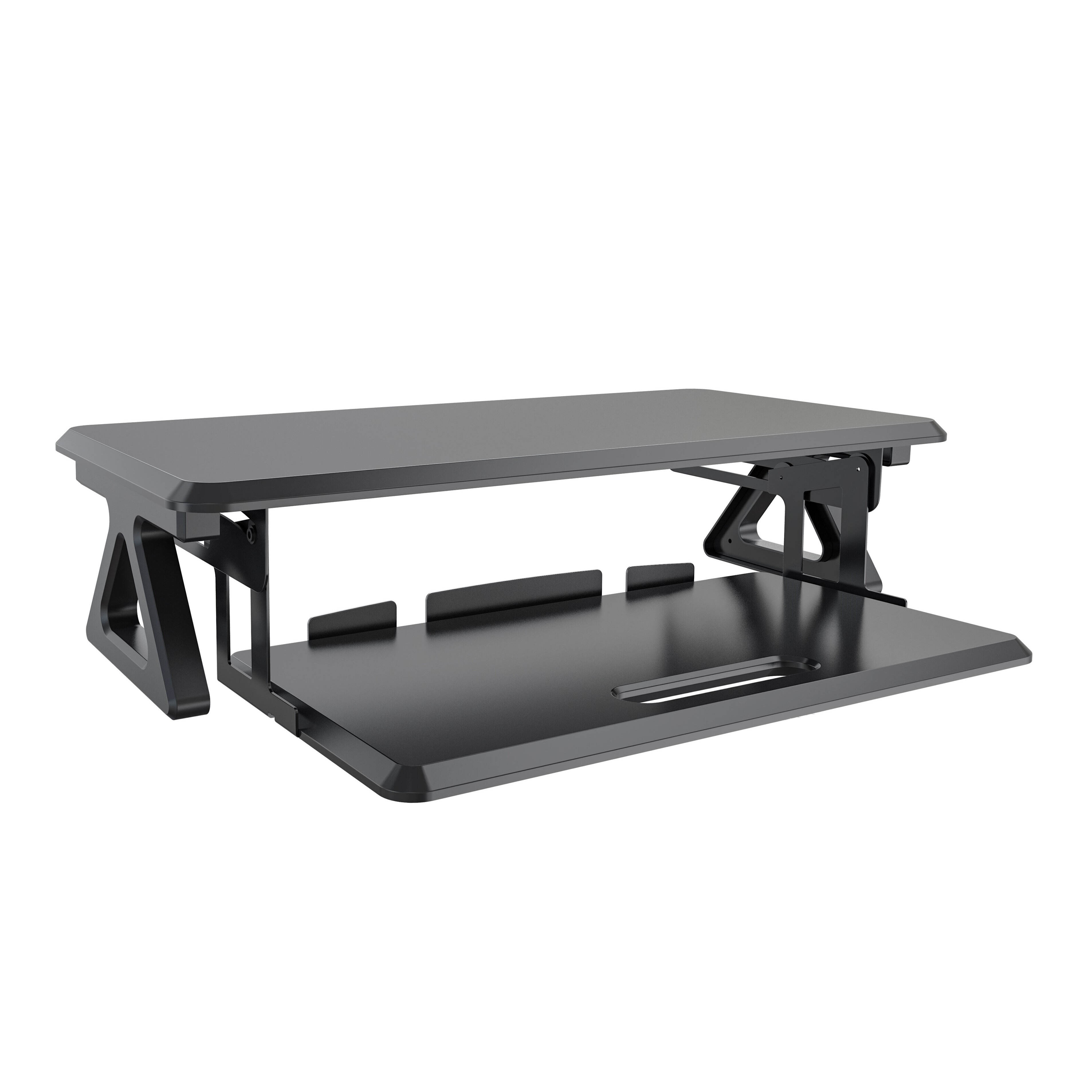Support ergonomique pour écran avec plateau à clavier, surélevateur de bureau noir – V-MOUNTS VM-MR05D