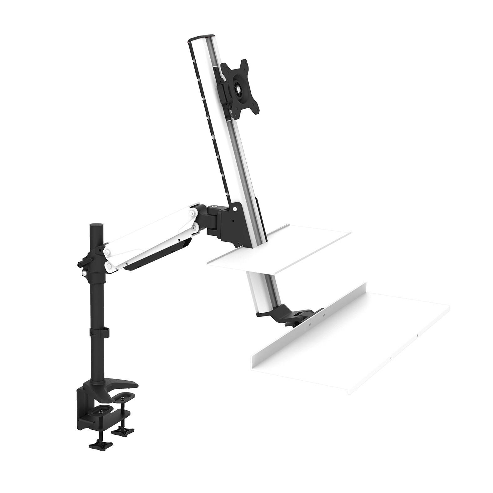シングルモニターサイドスタンドデスクマウント キーボードトレイ付き - V-MOUNTS VM-WS11