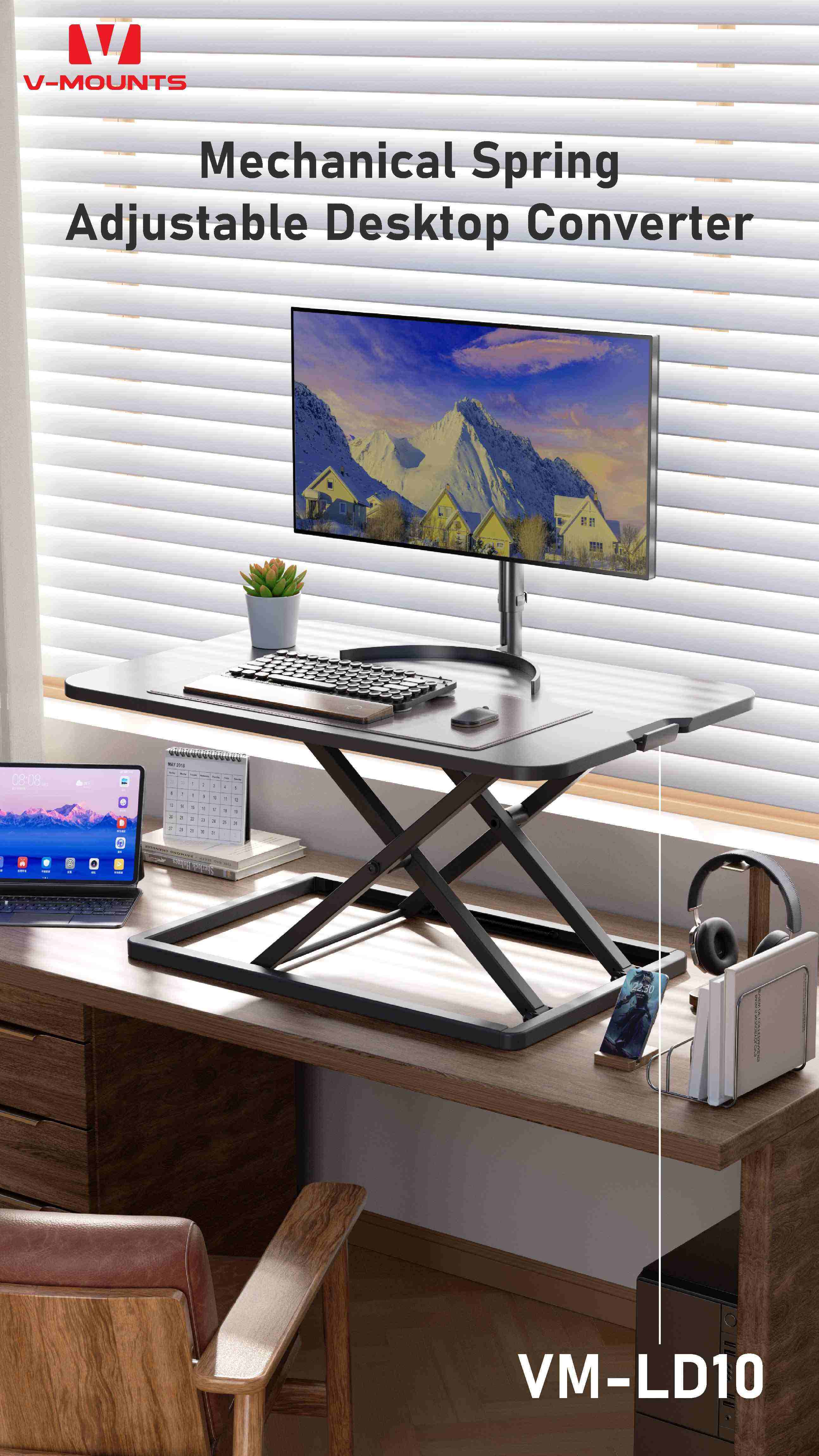 V-MOUNTS Convertitori di Scrivania a Sollevamento ad Azoto LD10