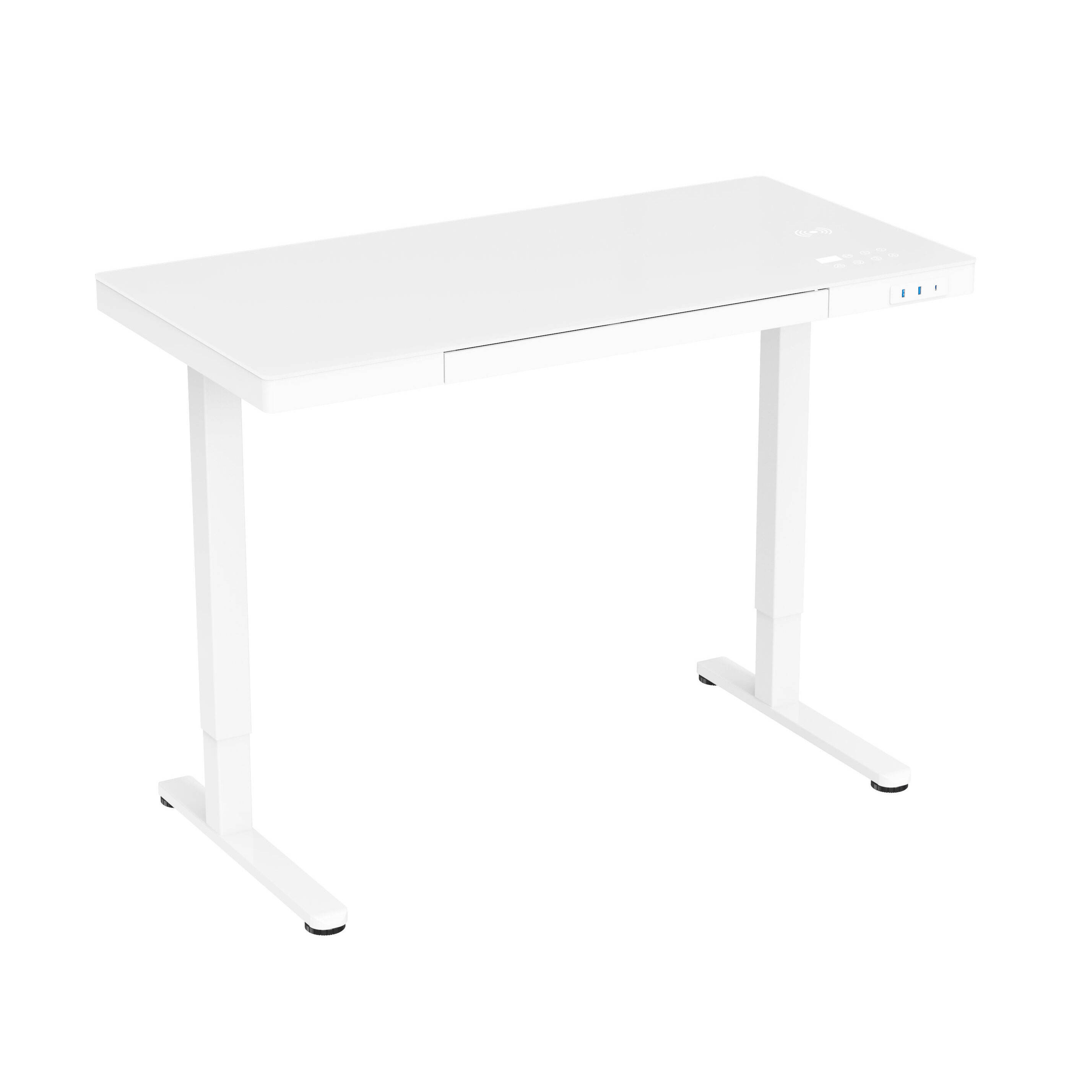 Tempered Glass Electric Standing Desk with USB Charging – V-MOUNTS JSD5-01-G7