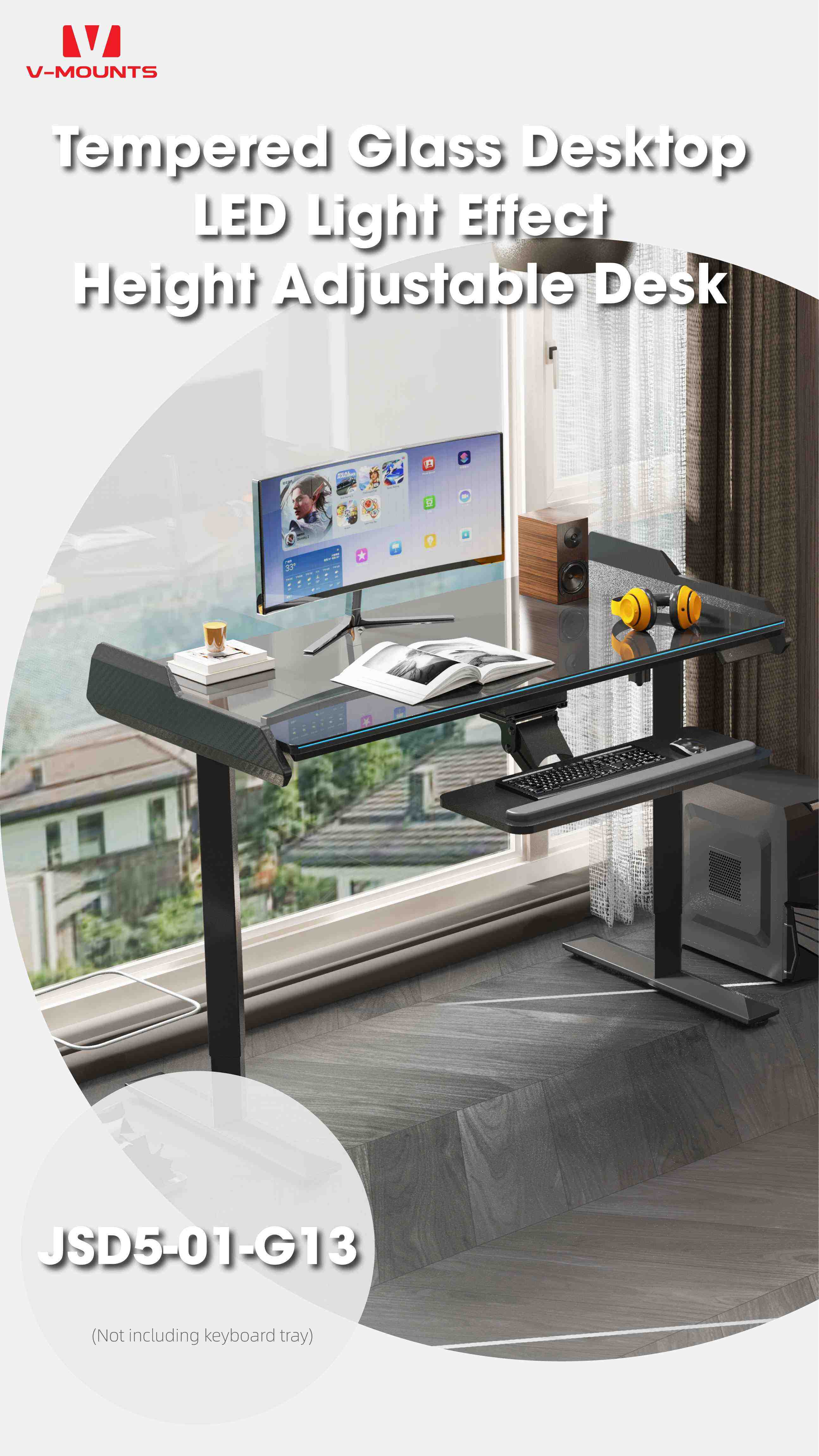 V-MOUNTS Tavoli Elettrici da Seduti a in Piedi JSD5-01-G13