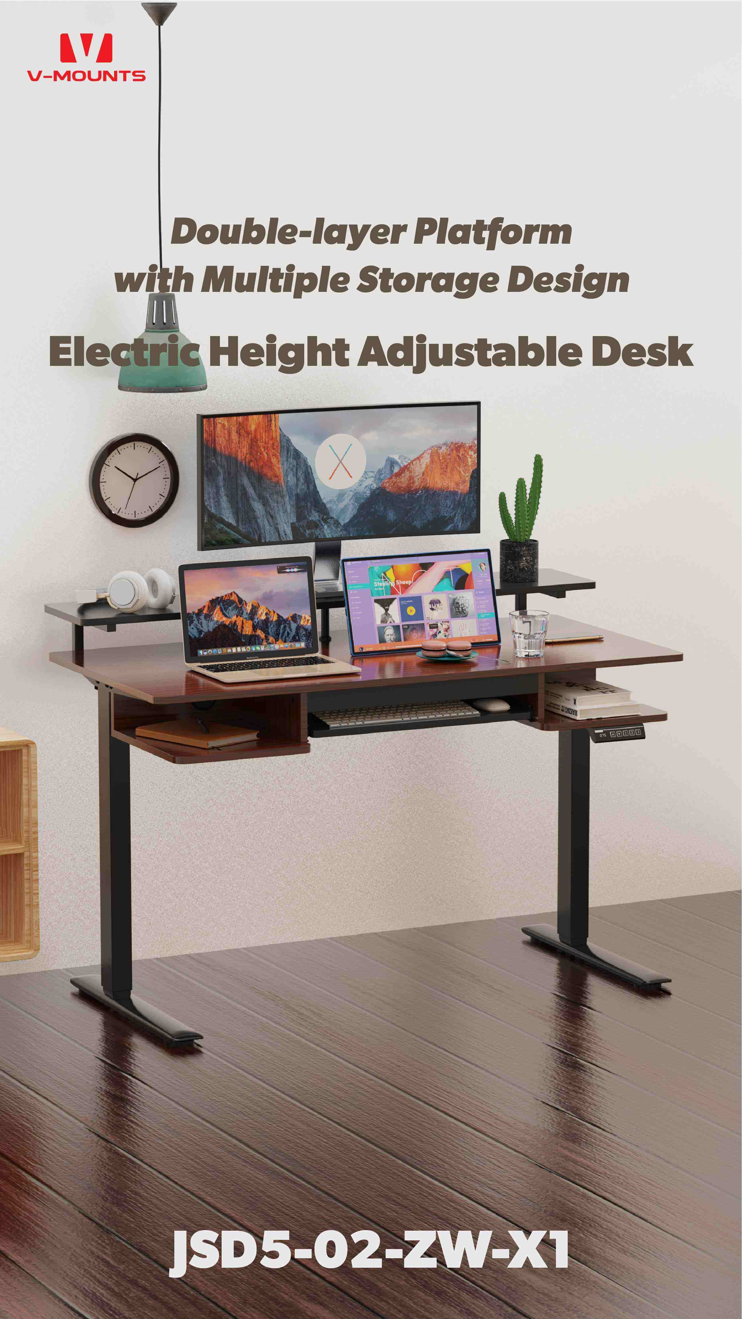 V-MOUNTS Scrivanie Elettriche da Seduti a in Piedi JSD5-02-ZW-X1