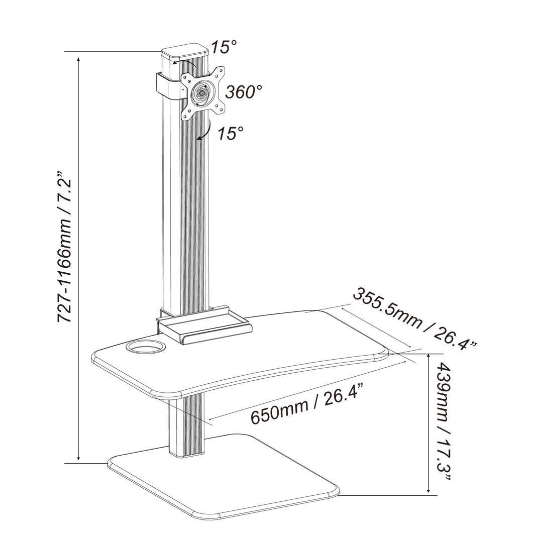 Sit-Stand Desktop Workstation with Keyboard Tray – V-MOUNTS VM-WS17