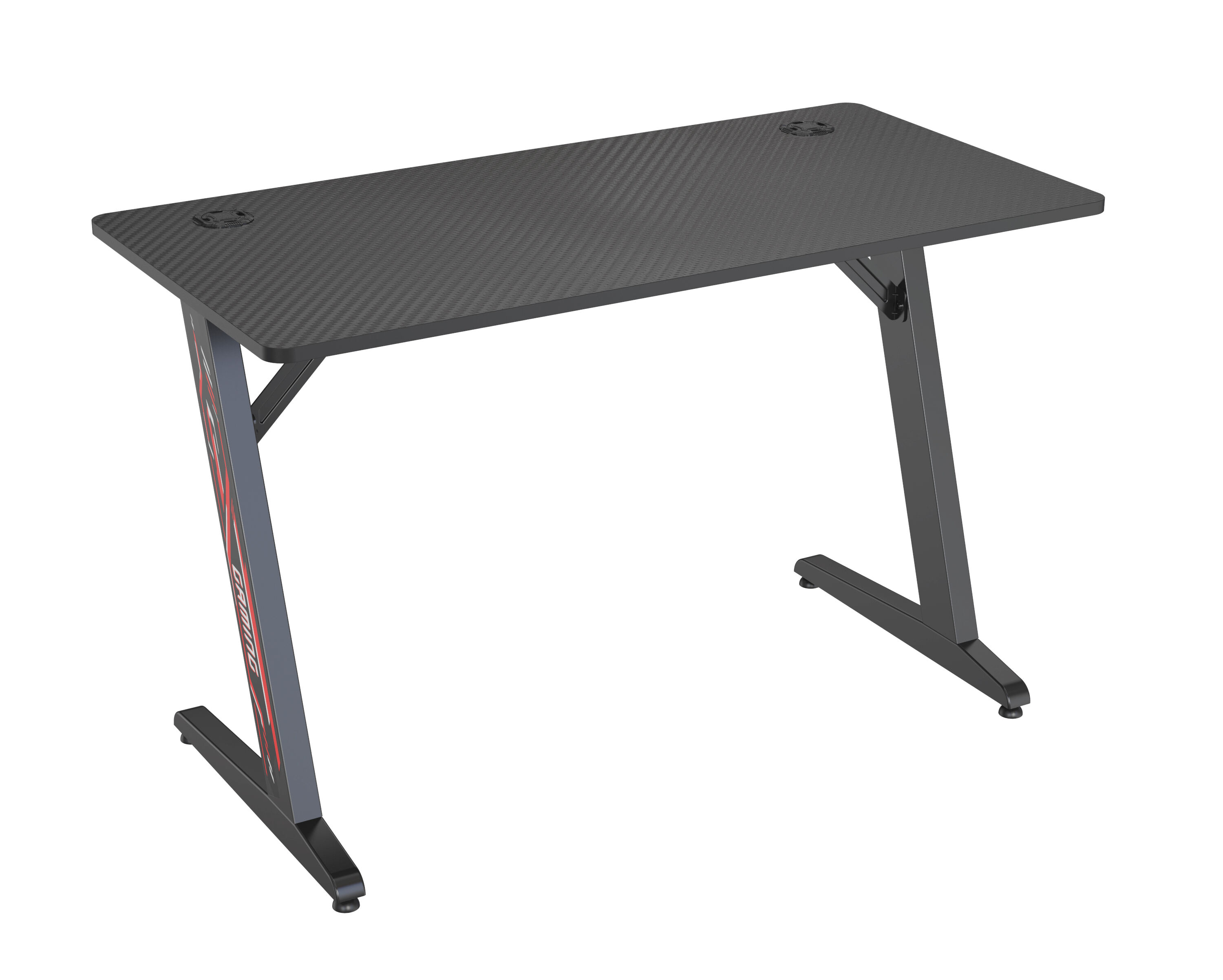 Gaming Desk with LED Lights & Z-Shaped Legs, Large Carbon Fiber Surface – V-MOUNTS VM-GT01