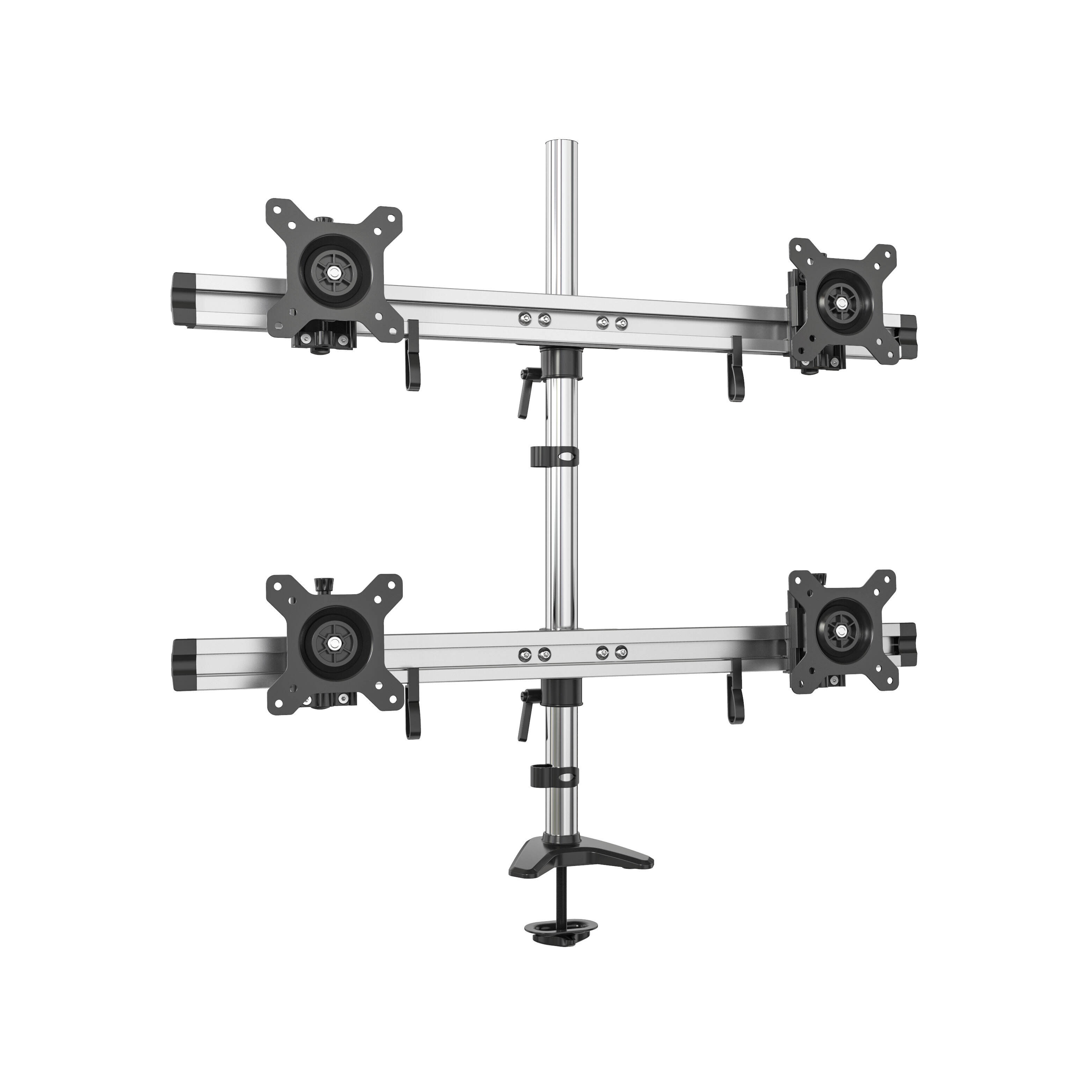 montura horizontal deslizante ajustable para 4 pantallas en escritorio - V-MOUNTS VM-MP240GL