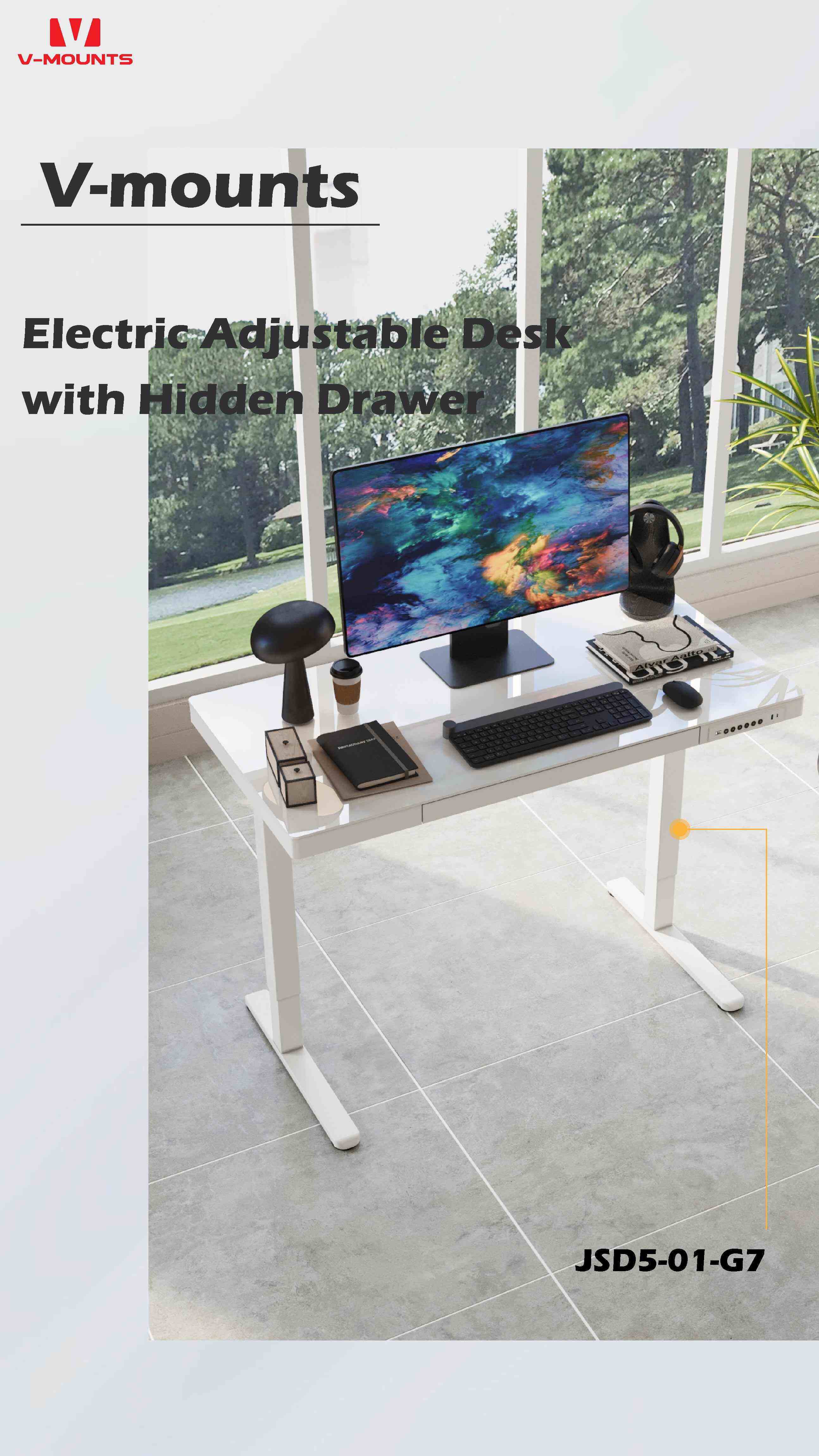 V-MOUNTS Tavoli Elettrici da Seduti a in Piedi JSD5-01-G7