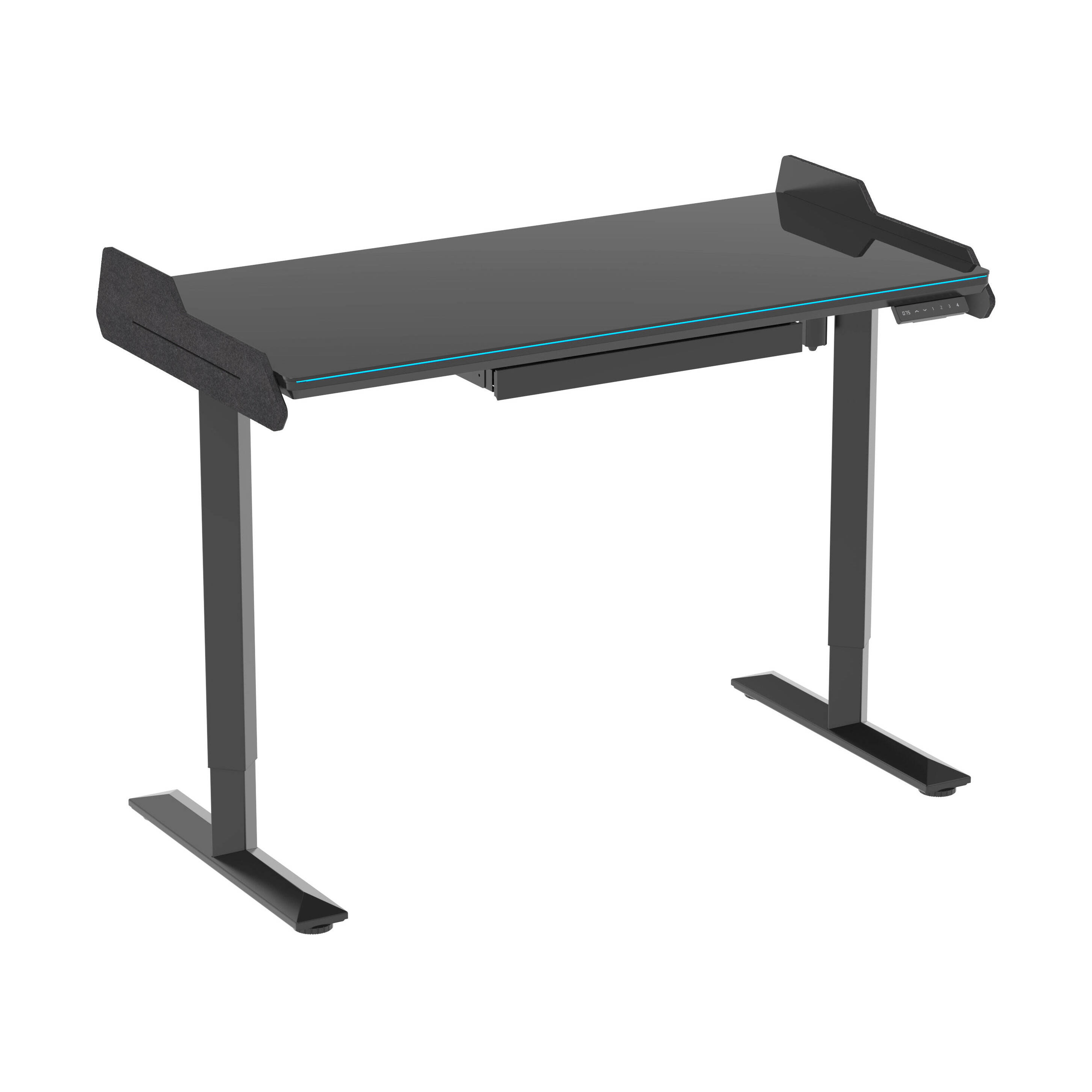 Tempered Glass Electric Standing Desk with LED & Memory Presets – V-MOUNTS JSD5-01-G13