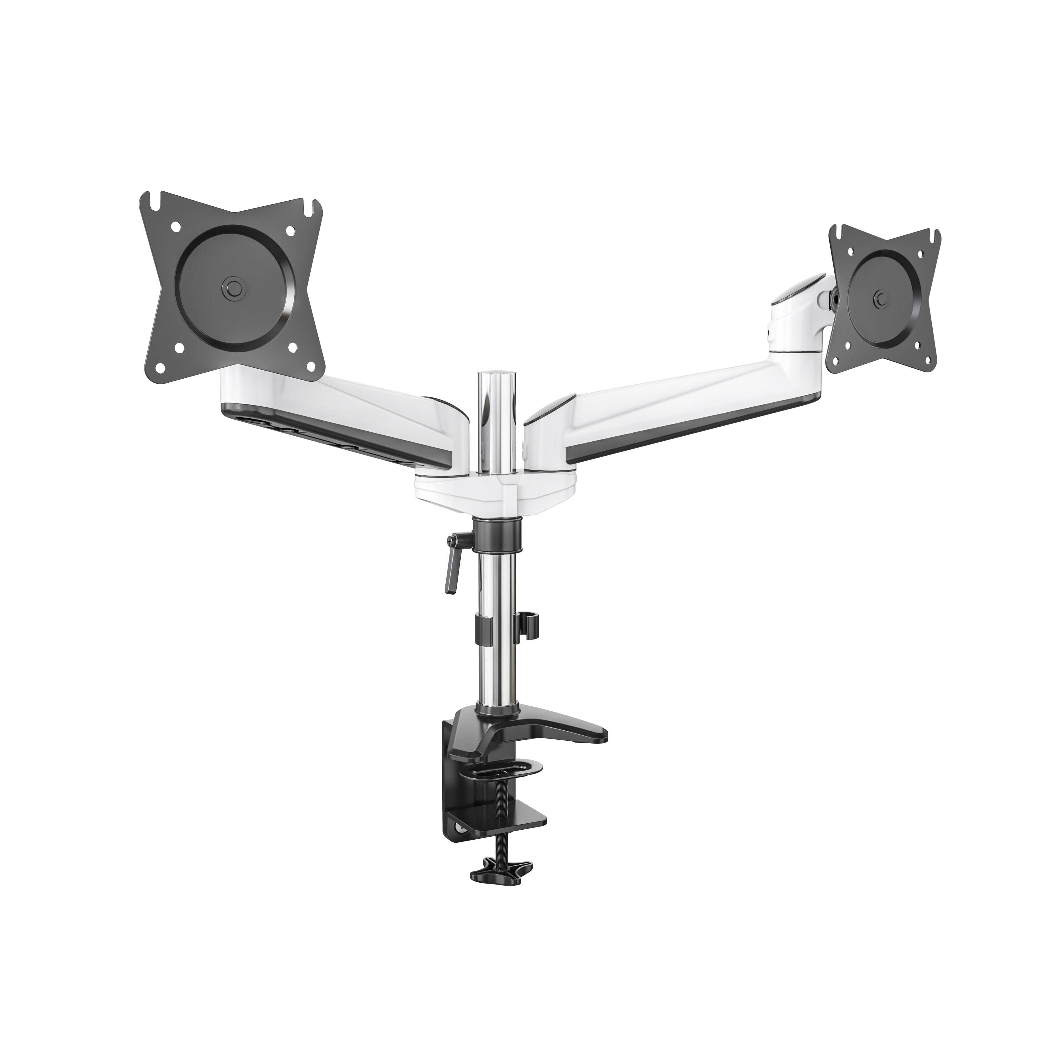 Dual Arm Aluminum Monitor Mount with Manual Height Adjustment – V-MOUNTS AE22