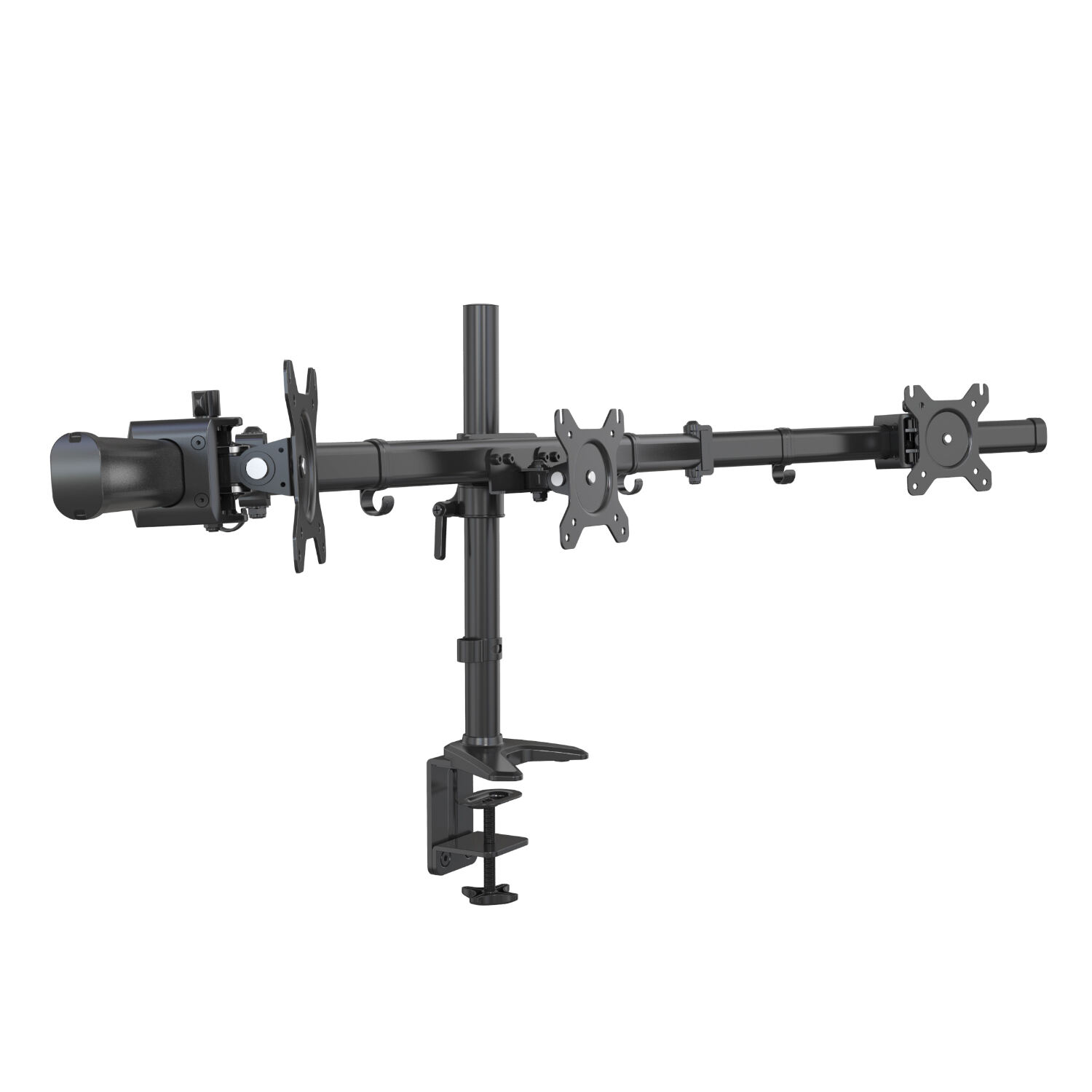 Montura para Tres Monitores para Pantallas de 13-27”, Brazo Ajustable con Sistema de Liberación Rápida – V-MOUNTS VM-MP330CXL-A3