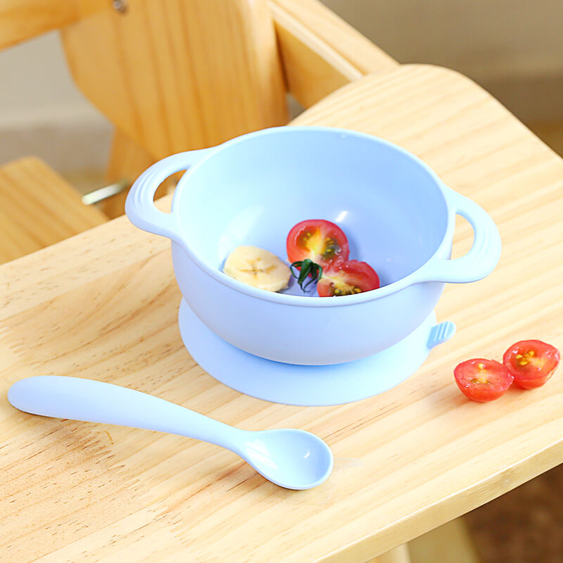 Silicone Suction Baby Feeding Bowls Plate With spoon