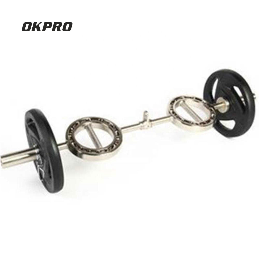 Custom Weight Lifting Barbell Powerlifting Bar Fitness 360 Degree EZ Barbell Bar With Rotating Round Grip