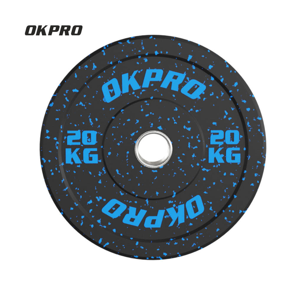 OKPRO Factory Supply Custom Logo Fitness Color 5KG 10KG 15KG 20KG 25KG Barbell Plate Discs Crumb rubber bumper plate