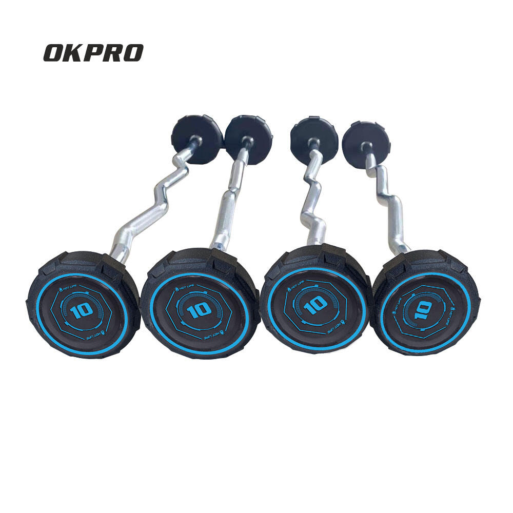 OKRPO Wholesale Custom Logo High quality Free Weights PEV Gym Weight Lifting Barbell Set