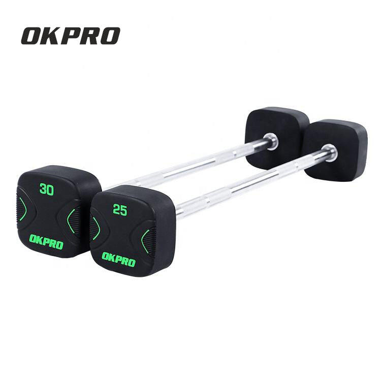 OKPRO Gym Fitness Weightlifting Dumbbell Straight Handle PU Weight Lifting Barbell Set