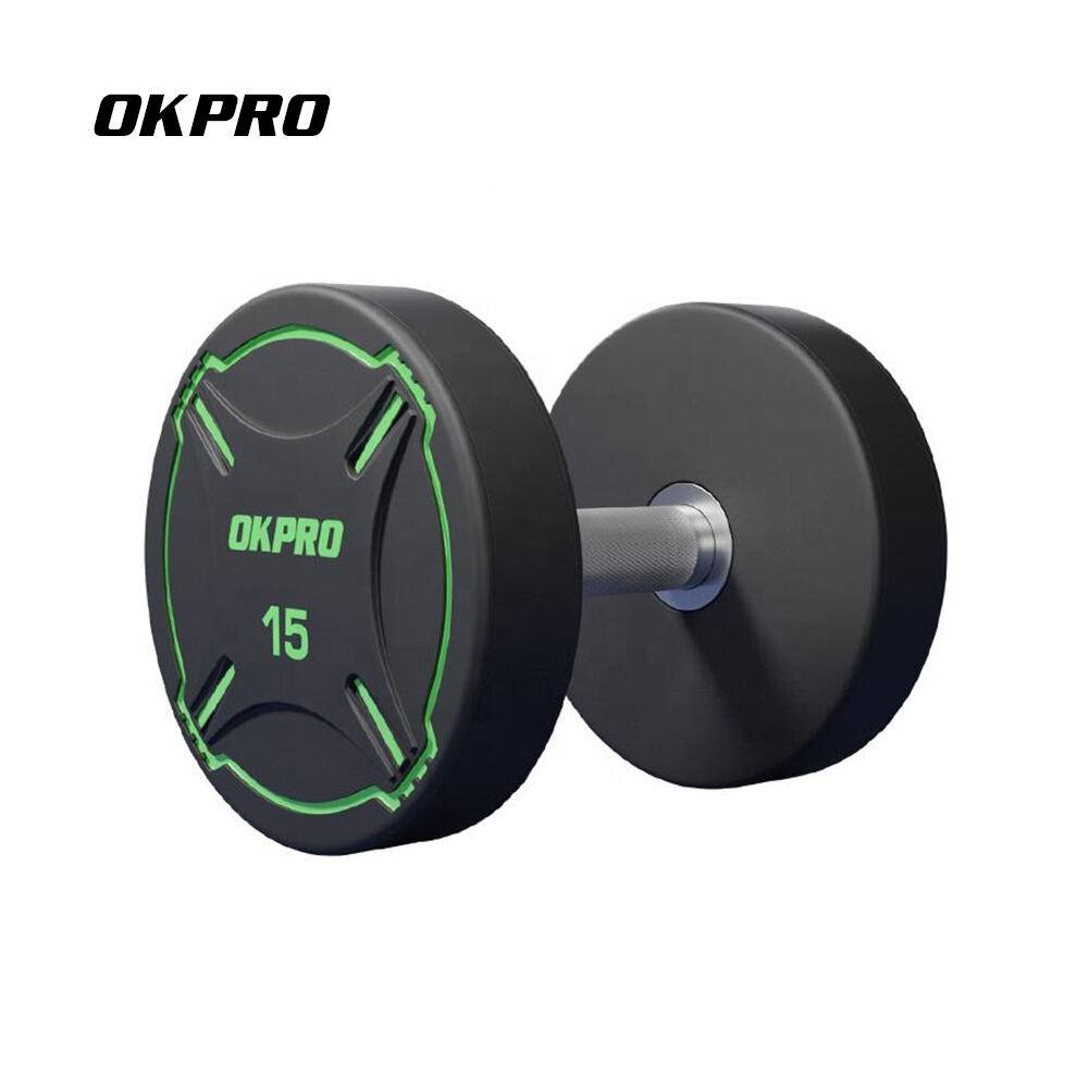 OKPRO Commercial Free Weights Gym Equipment Fitness Black Urethane PU Dumbbell