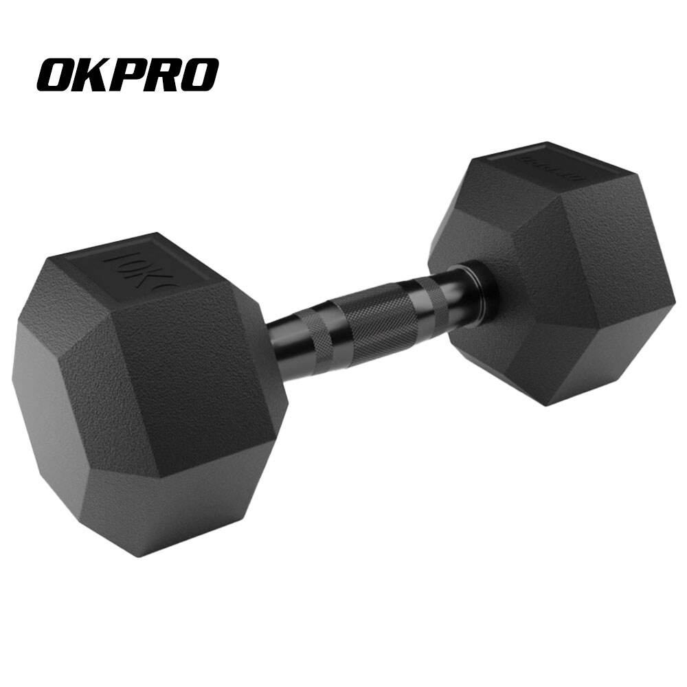 OKPRO Hot Sale Wholesale Factory Price Custom Weight Lifting Lbs Fitness Hex Rubber Gym Dumbbells