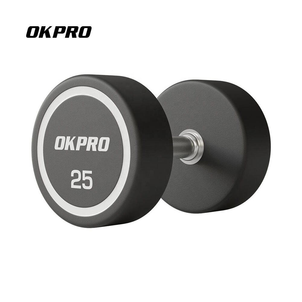 OKPRO Factory Wholesale Custom Logo Gym Equipment Weight Lifting Black PU Dumbbell