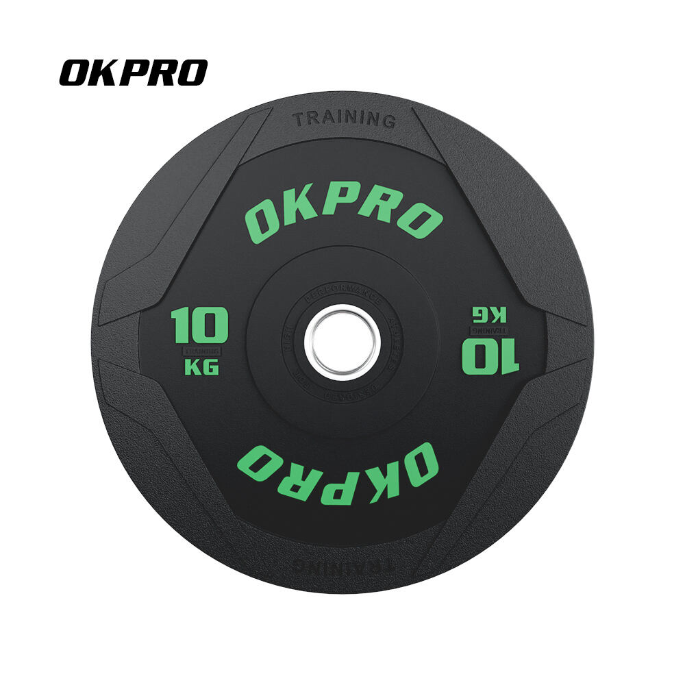 OKPRO Gym Fitness WeightLifting Rubber Barbell Bumper Weight Plates