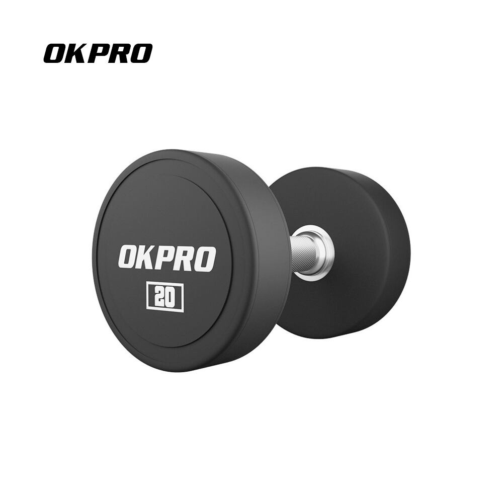 OKPRO বাণিজ্যিক ফিটনেস জিম ডাম্বেল সেট চীন 20LB রাউন্ড PU ডাম্বেল