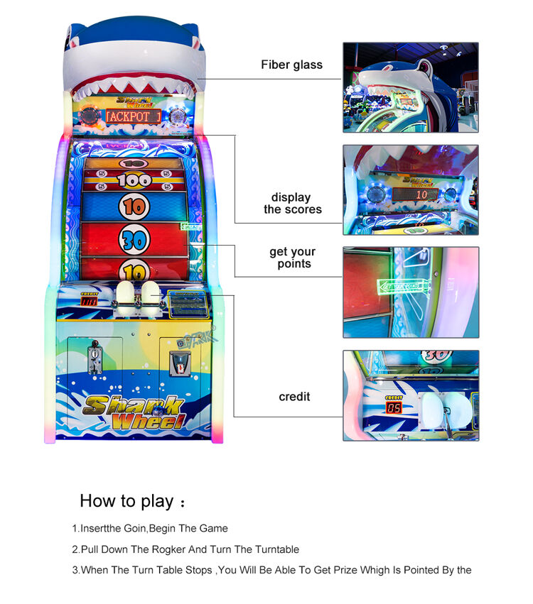 Shark Wheel Coin Ticket Redemption Arcade Game Machine