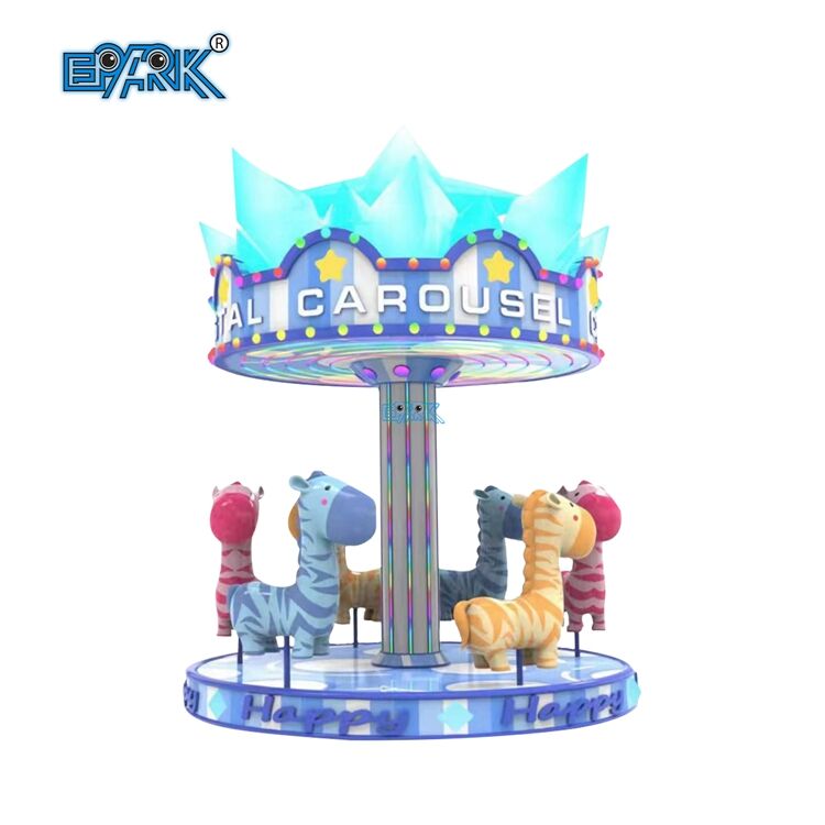 Permainan Koin Kids Ride Carousel 6 Pemain Merry Go Round Horse Swing Kids Riding Machine Dijual