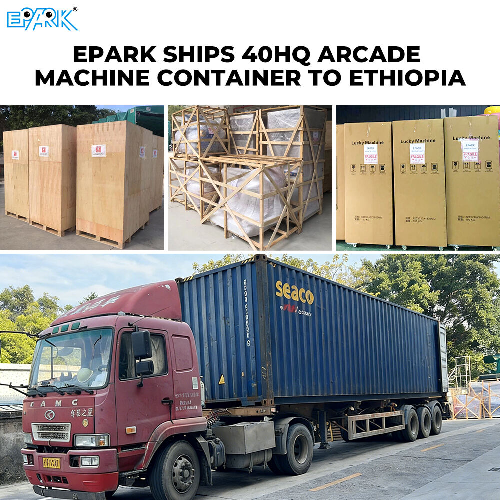 conteneur 40HQ entièrement chargé de machines d'arcade expédié en Éthiopie
