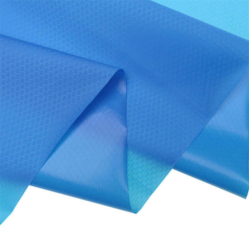 TPU Coated 75D Polyester Fabric Outdoor Inflatable Fabric-Blue Football Grid