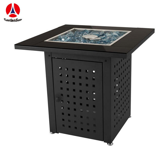 28” Square Fire Pit with Glass Table