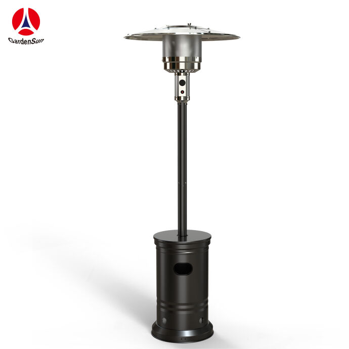 Umbrella-shaped heater with a specially sturdy tabletop