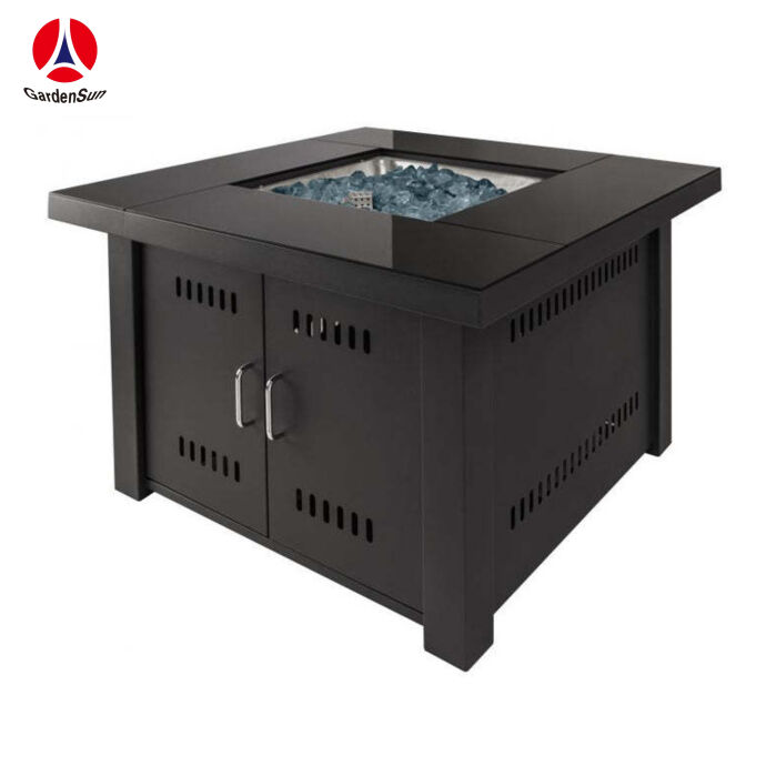 Square Fire Pit with Glass Table