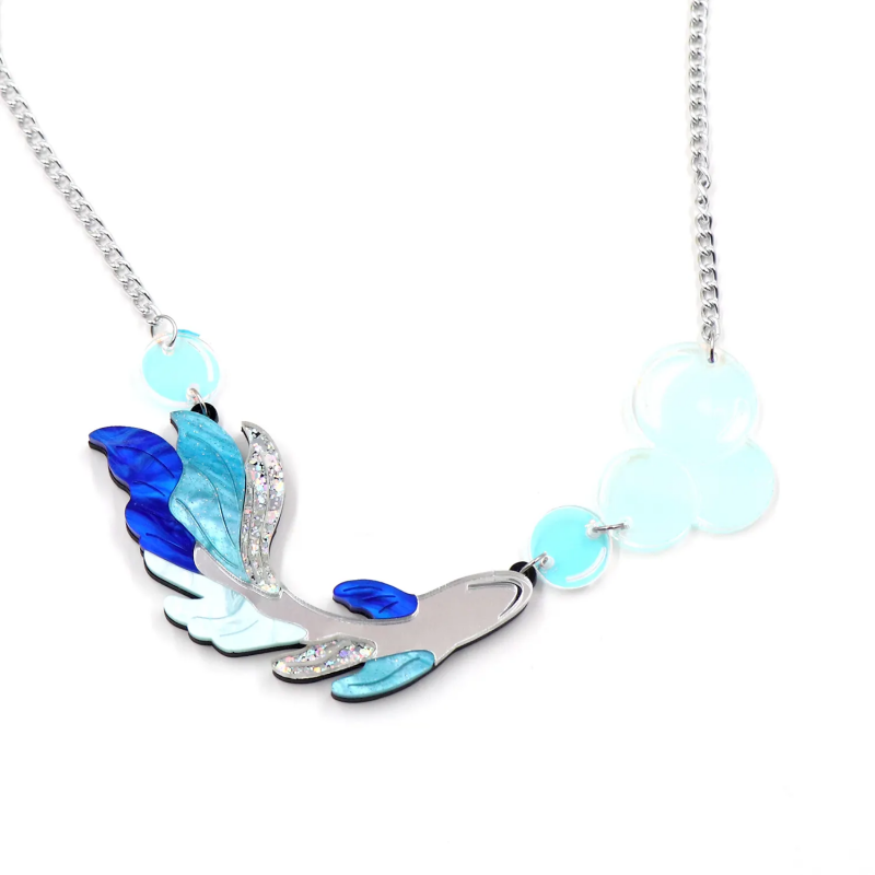 Swim in Style: The Graceful Charm of Blue Fish Laser Cut Acrylic Necklaces