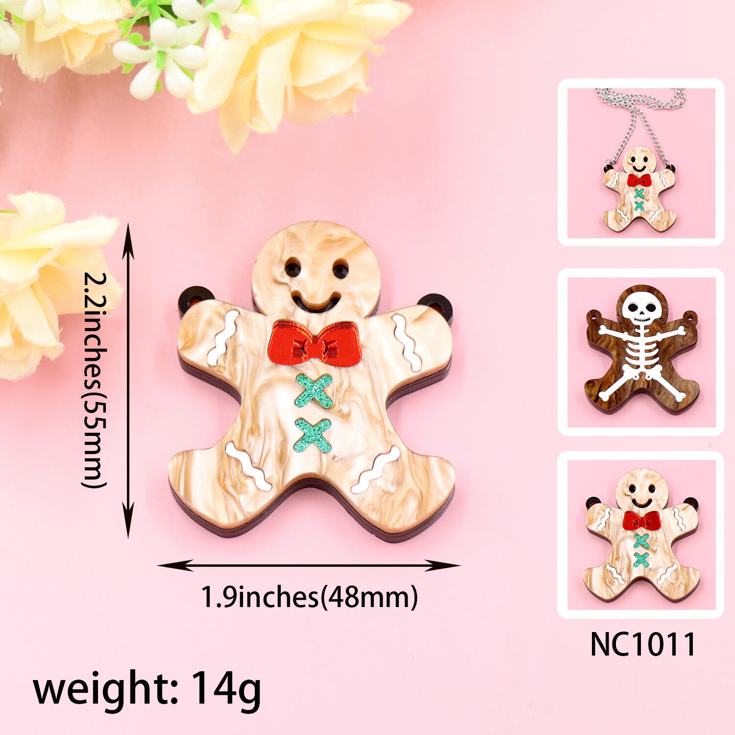 Christmas Gingerbread Man Laser Cut Acrylic Pendant details