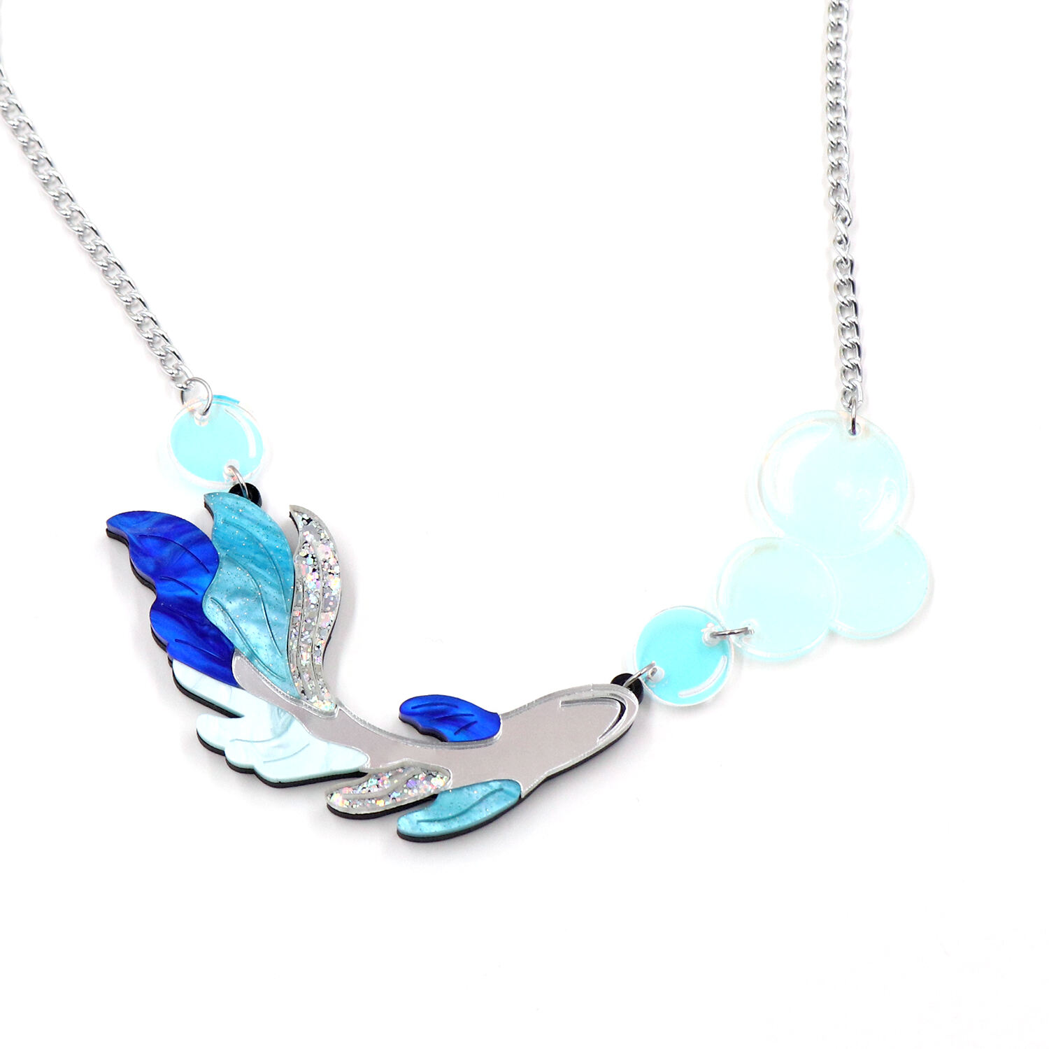 Blue Fish Laser Cut Acrylic Necklace