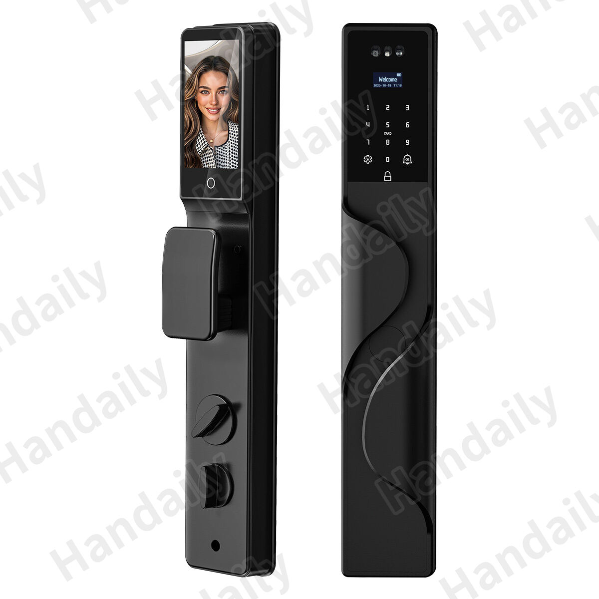 HanDaily Palm Face Recognition Smart Lock Tuya Wifi Video Monitoring Intercom Smart Door Lock with 6590 Mortise S9