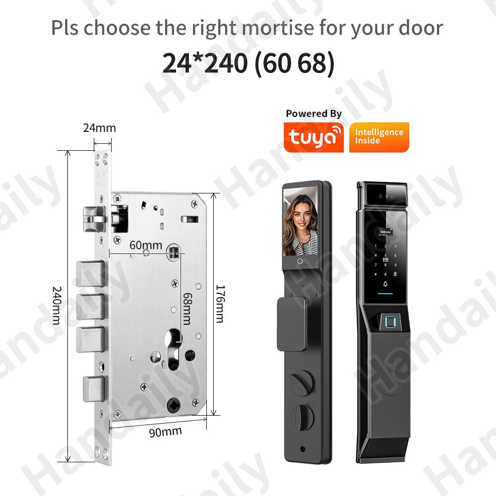 IP 66 Waterproof Cerradura Inteligente Tuya Face Recognition Smart Door Lock Palm Security Digital Lock for Israel 6068 Mortise R90