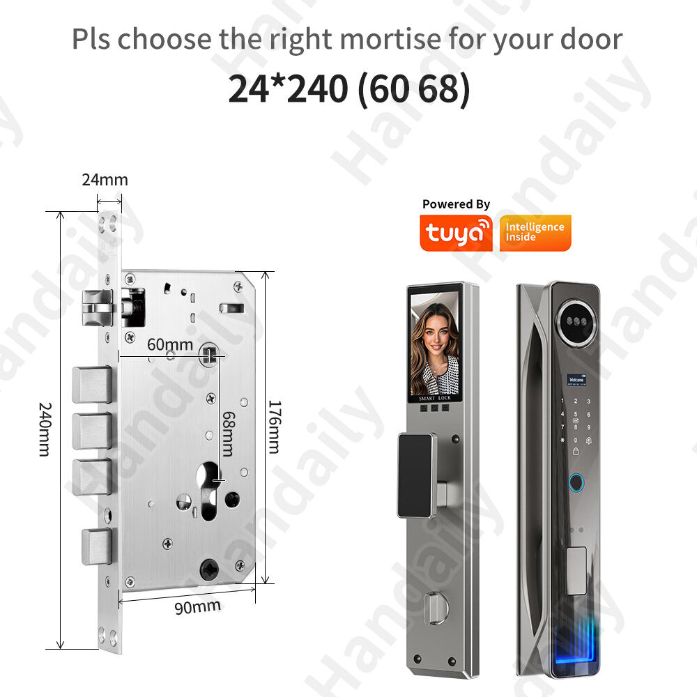 HanDaily Video Intercom 3D Face Authentication Fingerprint Door Lock Easy to Install Tuya Smart Lock Smart Home Products H26