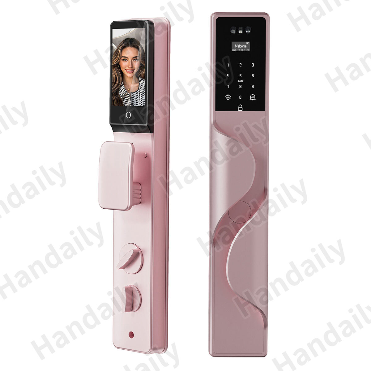 HanDaily Palm Face Recognition Smart Lock Tuya Wifi Video Monitoring Intercom Smart Door Lock with 6590 Mortise S9