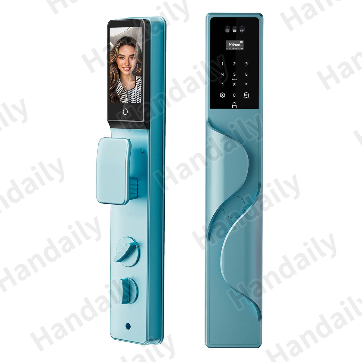 HanDaily Palm Face Recognition Smart Lock Tuya Wifi Video Monitoring Intercom Smart Door Lock with 6590 Mortise S9