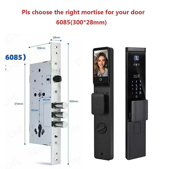 Waterproof Tuya APP Electronic Digital Locks 3D Face Recognition Biometric Fingerprint Smart Door Lock With Israel 6085 Mortise W8