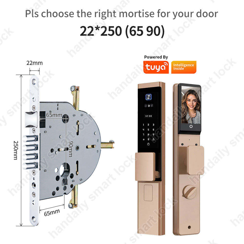 Waterproof Tuya APP Electronic Digital Locks 3D Face Recognition Biometric Fingerprint Smart Door Lock With Israel 6085 Mortise W8
