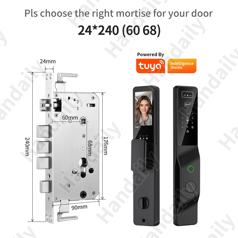 HanDaily Palm Vein Tuya Wifi Door Lock 3D Biometric Face ID Video Monitoring Intercom Digital Electronic Locks for Front Door DDL9