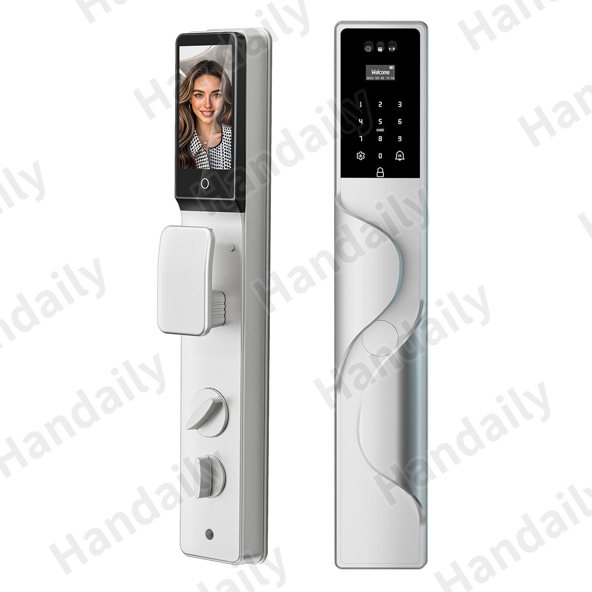 HanDaily Palm Face Recognition Smart Lock Tuya Wifi Video Monitoring Intercom Smart Door Lock with 6590 Mortise S9