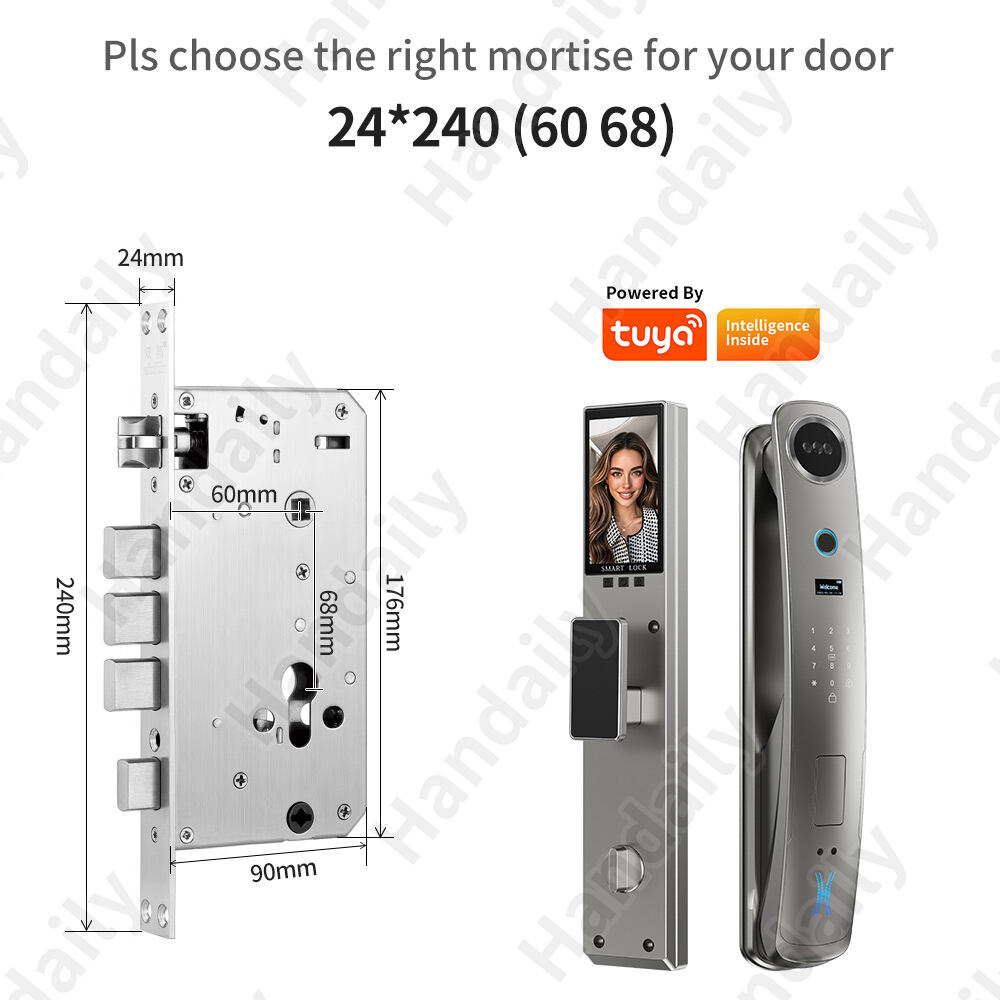 HanDaily Logo Custom Video Talking Smart Lock with Privacy Password Face Recognition Tuya Wifi Digital Locks H8
